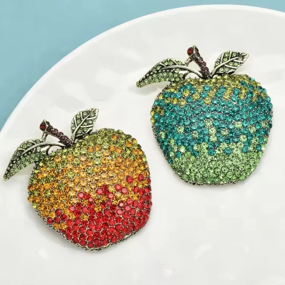Green Apple Crystal Brooch